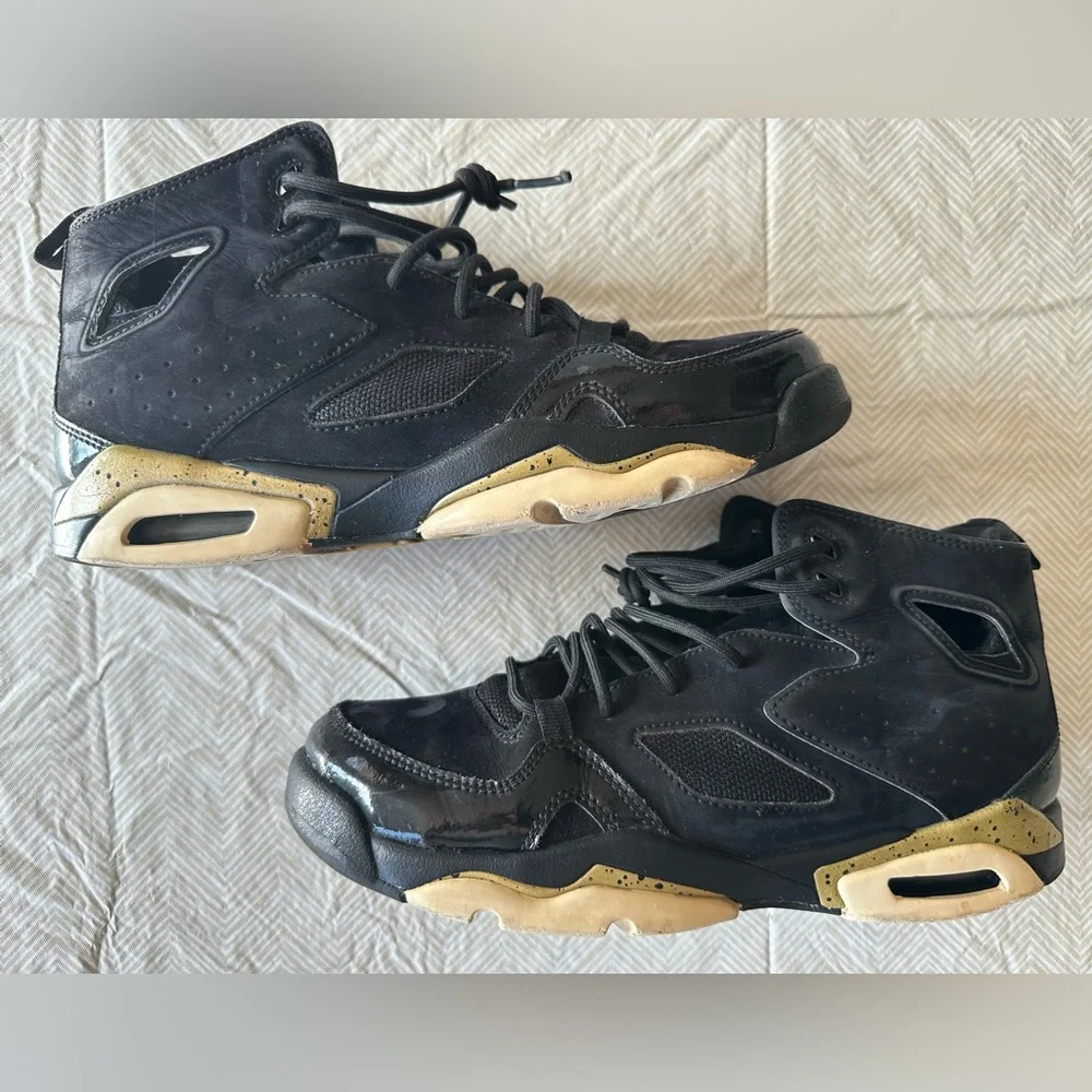 Nike Air Jordan Fight Club 91 Youth 6.5 Black Gold Basketball‎ Shoe Unisex Boys